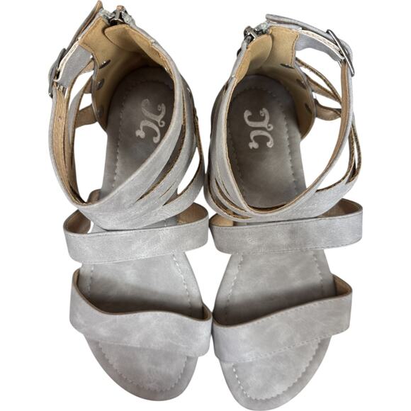 Journey Collection Esence Gladiator Sandals Grey Size 8.5 Strappy Flat‎ New - Picture 7 of 9